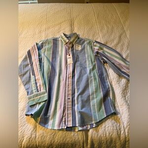 Izod Blue and Green Casual Button Down Shirt
